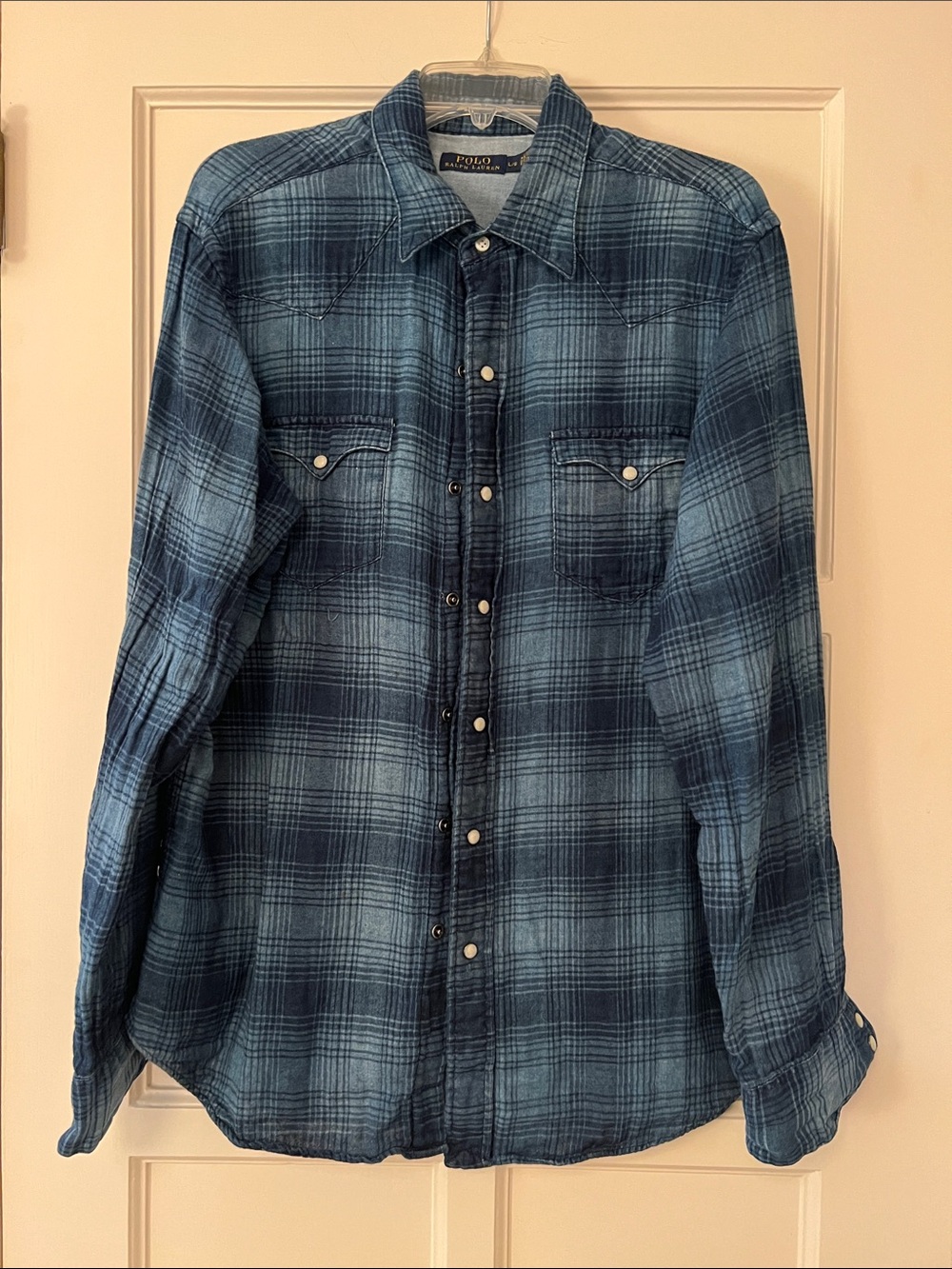 Polo by Ralph Lauren Men's Indigo Plaid Snap-Front Shirt
